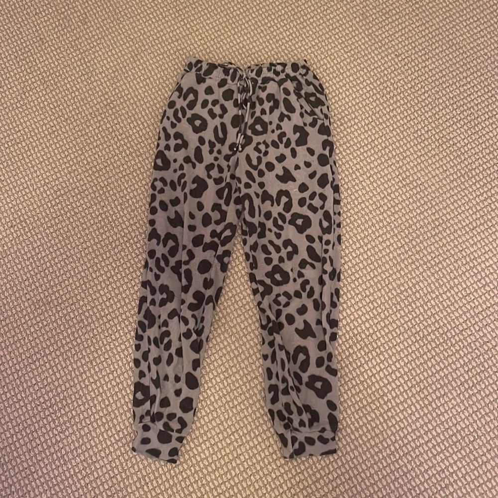Lush Grey Leopard Print Joggers